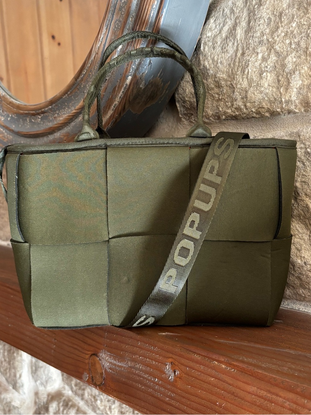 Mini Icon neoprene Olive Green tote Crossbody Belt Bag
